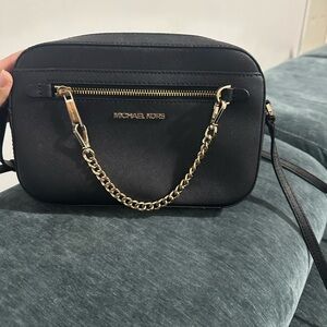 Michael Kors Black Crossbody with Gold Chain
